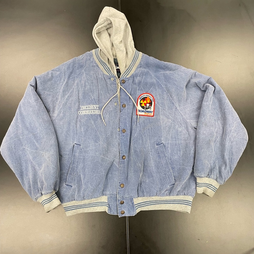 Vintage King Louie Emergency Team Blue and Gray Hooded Jacket with Patch